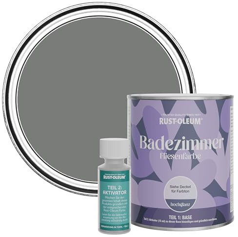 Rust-Oleum Grey Water-Resistant Bathroom Tile Paint in Gloss Finish - Torch Grey 750ml