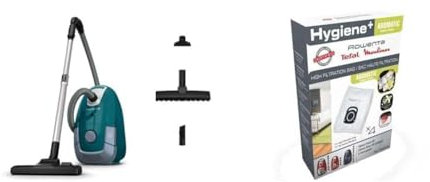 Rowenta Aspirateur avec Sac, Capacité XXL 4,5 L, Moteur Basse consommation 900 W Max, Performant, Très Bien accessoirisé, Power XXL & Lot de 4 Sacs aspirateur Hygiène+ Aromatic Fleur de Cotton