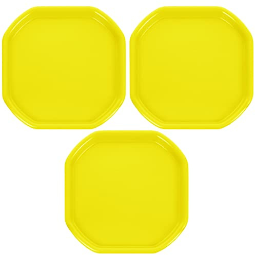 CHPL Fun Play Sand Pit Tray Plastic Small Mixing Tray 70cm x 70cm Assorted Tuff Tray Messy Activities For Cement Mortar and Sand Plastering - (Set Of 3, Yellow)