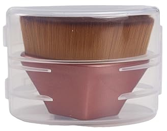 Ksvsonrvi Pennello per fondotinta, piatto Kabuki, morbido, di alta qualità, perfetto per cosmetici liquidi, creme e cipria, con custodia protettiva, rosa