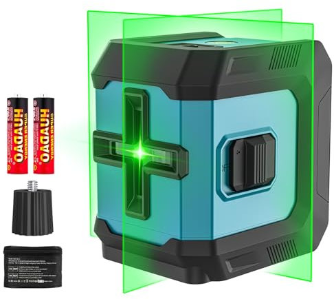 Nivel Láser Manual/Automático, 4 Tipos de Ajuste de Brillo, Horizontales y Verticales, IP54,2 Batería, Bolsa de Transporte Incluida, Para Construcción y Colgar Cuadros