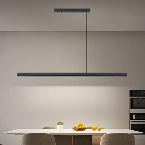 Mikeru 120CM Einstellbare Hängelampe, LED Dimmbare Hängeleuchte Modern Esszimmer 10%-100% Pendelleuchten Esstisch Dimmbar Memory 3000K/4500K/6500K 3 Farben Billard Lampe für Wohnzimmer