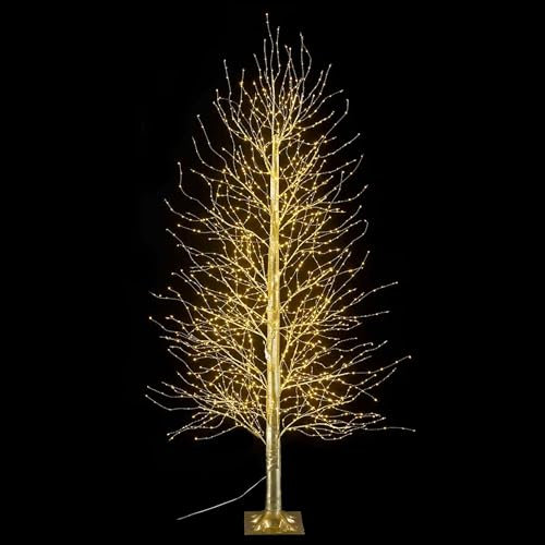 Gruppo Maruccia - Albero Natalizio Dorato con 1700 Luci Led Bianco Caldo - Albero di Natale Artificiale per Interni ed Esterni Altezza 2,1 Metri 297 Rami Luminosi