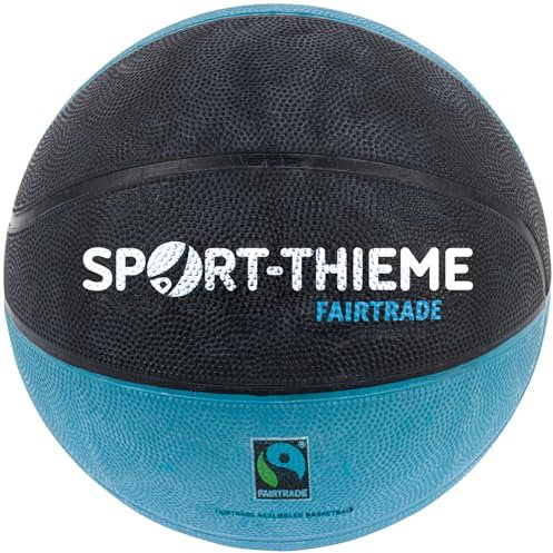 Sport-Thieme Basketball Fairtrade | Streetbasketball und Trainingsball | griffiges gummiertes Obermaterial | Schwarz-Türkis