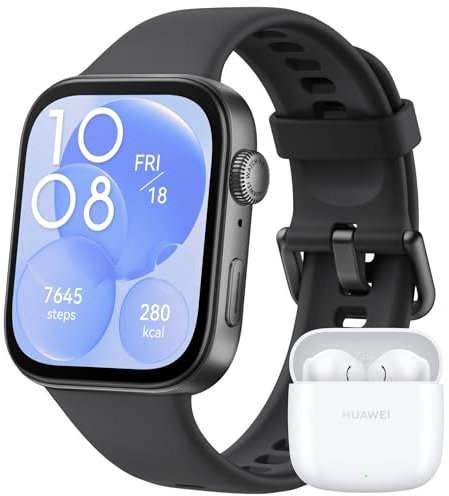 HUAWEI WATCH FIT 3 Schwarzes+Extra FreeBuds SE 2,Bluetooth Anrufe, GPS，Smartwatch, Aluminum Case, iOS&Android, 1,82 AMOLED-Display, Bis zu 10 Tage Akkulaufzeit, Gesundheits&Fitness-Management