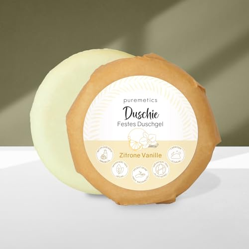 puremetics Doccia 'Varie varietà' | Gel doccia idra solido nutriente | Doccia solida | Gel doccia solido | 1 pezzo 60 g (limone vaniglia)