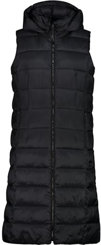 CMP - Gilet lungo da donna in nylon con cappuccio fisso, Nero, 42
