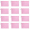 Lot de 12 pochettes A4 en plastique avec fermeture éclair pour bureau, maison, voyage, fournitures scolaires, pochettes en plastique pour cosmétiques, point de croix, puzzles, rose