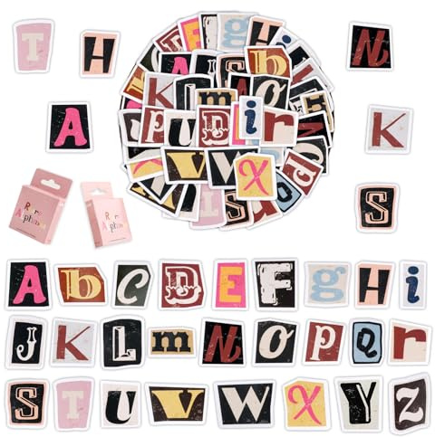 104Pcs Vintage Letter Stickers, Self Adhesive Capital Alphabet Stickers, DIY Sticky Letters for Scrapbooking Craft Signs, Guitar, Calendars, Scrapbook, Suitcase, Notebooks, Journal, Bicycle