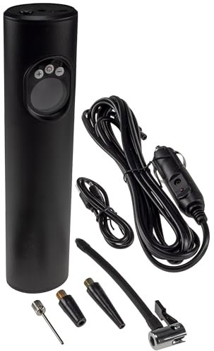 ChiliTec Luftpumpe Akku Tragbarer Luftkompressor für Auto, Motorrad, Fahrrad mit bis 10Bar / 150PSI 2000mAH großer Akku LED Anzeige mit Lade Kabel USB und Adapter Anschlusskabel für 12V KfZ Betrieb