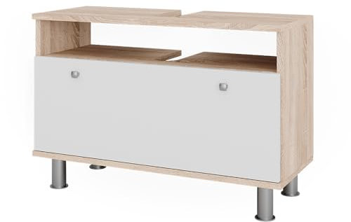 Vicco Mueble bajo Lavabo Fynn, Sonoma/Blanco, 80.2 x 54 cm con cajón