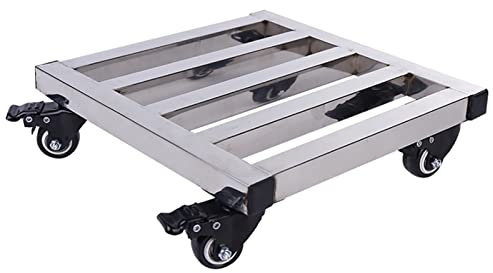 Panier à plantes en acier inoxydable avec roulettes – 35 cm et 50 cm pour intérieur/extérieur – Support pour pot de fleurs – Chariot de jardin pour faciliter la mobilité et l'entretien des plantes