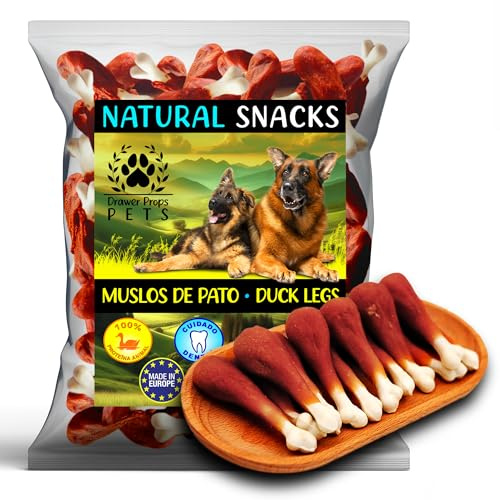 Drawer Props Pets, Godis, snacks, godsaker och naturliga godsaker för hundar, ben för hundar, (förpackning med 100 g, kalciumlår med anka)