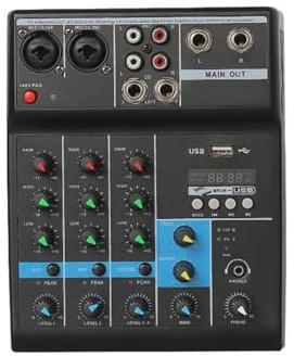 Ljudmixer, 6-kanals Mixerkonsol Ljudmixer Utomhuskonferensljud USB Bluetooth-kompatibel Reverb Ljudprocessor Ljudkort(B)