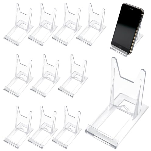 Uryxery Soportes para Platos Decorativos Caballetes de Exhibición de Metacrilato Transparente Ajustables, 12 Piezas para Libros, Cuadros, Vinilos y Figuras – 11,2×6×10,5 cm