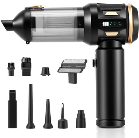 Kalyfhng Aspirador portátil para coche, 25000 PA, batería de 6000 mAh, depósito de polvo con cierre a presión, 3 velocidades, 250.000 rpm comprimidos