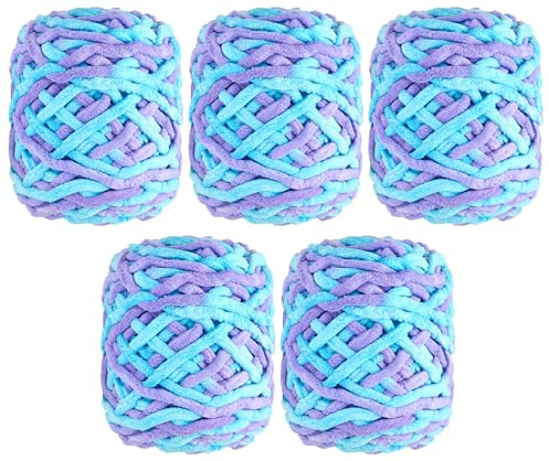 Bafeil Chunky Yarn Wool for Hand Knitting 5 x 100g - Supper Soft Fluffy Jumbo Yarn Thick Wool for Crochet, Finger Arm Knitting Wool Chunky for Blanket Scarves (Gradient A)