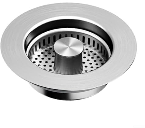 Stainless Steel Kitchen Sink Strainer with Fine Mesh Basket, Leak-Proof Bounce Core and Copper Cap for Smooth Drainage, Fits Kitchen Sinks, Laundry Basins and Vegetable Washing