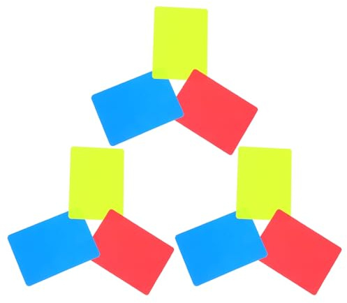 PENIKOKO Lot de 9 Set de Cartes D’Arbitre de Football en PVC Épais 3 Couleurs Rouge Jaune Bleu Jeu de Cartes Multicolores pour Compétitions Sportives Pénalités et Officiels Utilisation
