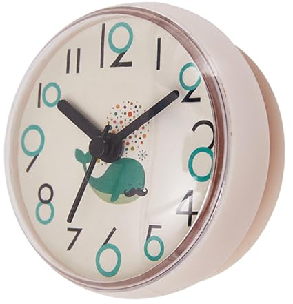 FQRDKT Reloj de Pared Impermeable Reloj Ducha Ventosa Reloj Compacto Sin Ruido Ideal para Cocina Gabinete Mesa Baño Refrigerador Adecuado para Decoración, Blanco, Individual