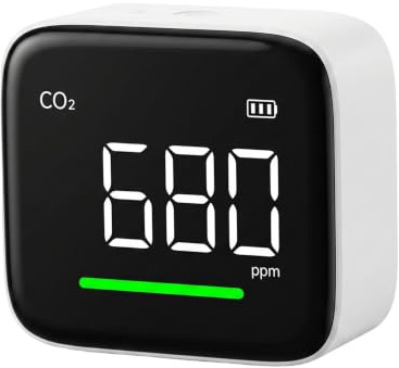 Rilevatore di anidride carbonica Monitor della qualità dell'aria interna 4 in 1 per Co2/hum/Temp/Tempo con avvisi a tre colori Monitor portatile di CO2 per casa e ufficio Rilevatore di anidride carbo
