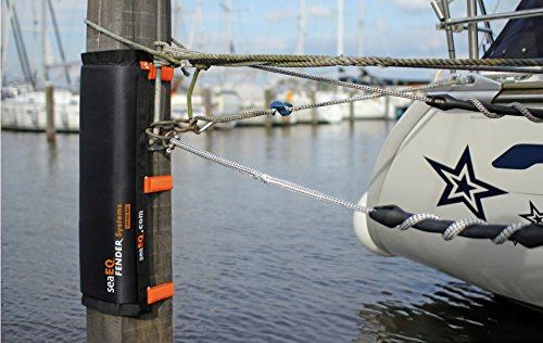 seaEQ YACHTSPORT EQUIPPED Pfahlfender breit L, Spanngurtsystem PFS 810 für mittlere Pfähle, Dalbenfender, Hafenfender PF 40/80 schwarz L