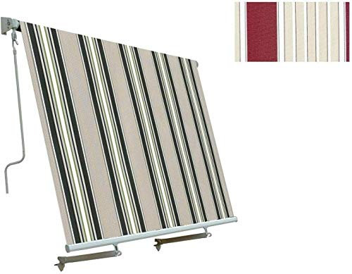 sangiorgio. Tenda da Sole Rullo A Caduta Bordeaux/Crema 3X2,5 MT Senza CASSONETTO 300x250 con Bracci Balcone