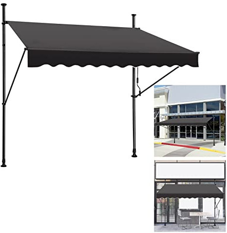 YARDIN Markise Balkon Klemmmarkise Sonnenmarkise Handkurbel Einziehbar Manuell höhenverstellbar,UV-beständig,Sonnenschutz, für Innenhöfen Balkonen Restaurants Garten Dunkelgrau,250 x 120cm