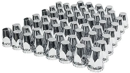 Grandroad auto 60 Pack Flat Top Lug Nut Covers, 33mm by 2-3/4 Thread On Chrome Nut Cover Caps ABS Plastic Anti-Rust Screw-on Lug Nut Covers for Semi Trucks