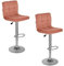 Baroni Home 2 Barhocker-Set aus gepolstertem Stoff, Verstellbarer und um 360° drehbarer Barstuhl, mit Rückenlehne und Fußstütze, Gestell aus verchromtem Stahl, (2 Stücke, Rosa Samt)