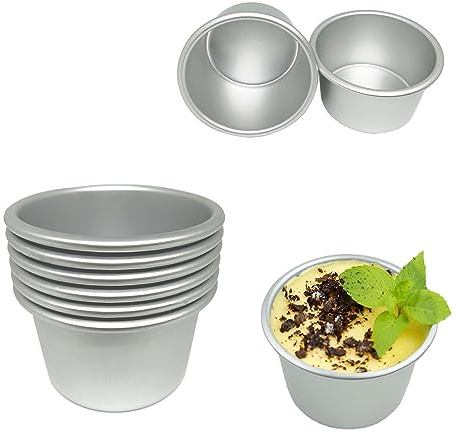 Xstronq 6 Pcs Popover Pan 3.4x2.0 in Aluminum Pudding Cups Reusable Nonstick Large Individual Muffin Mold for Pie, Egg Tart, Cake