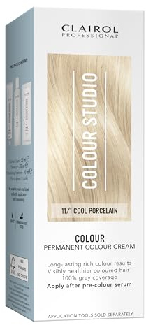 Clairol COLOUR STUDIO Step 2 Permanent Hair Dye 11/1 Cool Porcelain (50ml) | Long Lasting Rich Colour Results and 100% Grey Coverage