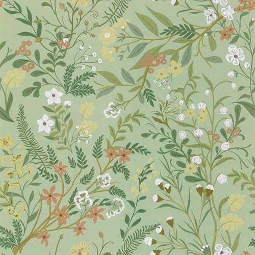 Hode Carta Adesiva per Mobili Foglie Verdi 40X300cm Armadietti di Cucina Muro Tavolo Porta Scrivania Verdi Carta da Parati Autoadesiva Decorativa Vinile