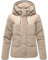 MARIKOO Damen Teddyfleece-Jacke warme Gesteppte Plüschjacke in angesagtem Materialmix mit Kapuze Kaguraa 16 Light Taupe Gr. XL