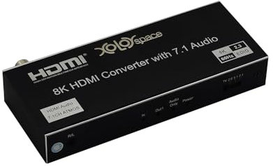 XOLORspace 31HT 8K 60 Hz HDMI-ljudextraktor separerar en HDMI-källa till en HDMI AV, en HDMI-ljudutgång och en optisk/koaxial/3,5 mm