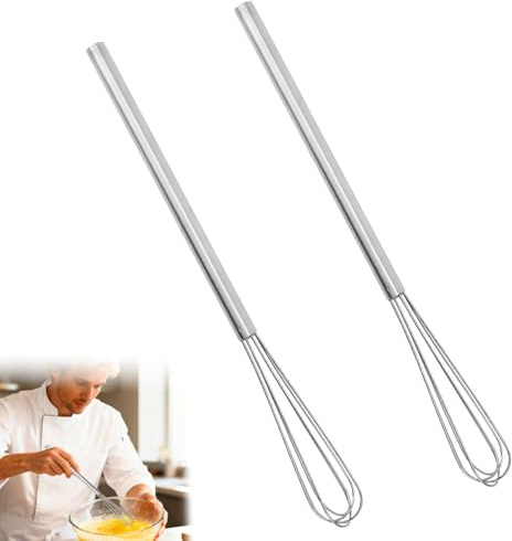2 Pcs Mini Egg Whisks, Stainless Steel Small Whisks for Cooking Compact Tiny Kitchen Tools Gadgets Wire Whisker for Whisking Beating Blending Eggs Sauces & Coffee Frothing