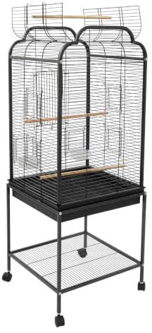Cage Oiseaux Toit Ouvrant Double Noir Tiroir Étagère A901 Volière