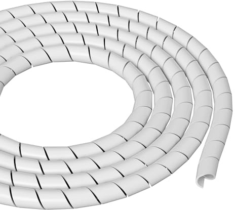 D-Line 8.2ft White Cord Wrap, Spiral Cable Sleeve, Expands 0.39-1.5in Diameter, Wrap by Hand - White