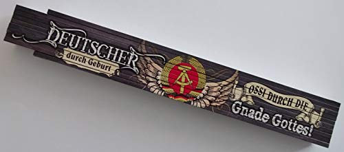 Zollstock Gliederstab Meterstab 2m Deutscher durch Geburt Ossi durch die Gnade Gottes DDR Ostalgie vintage