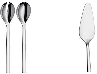 WMF Nuova Salatbesteck 30 cm, groß, Salatgabel und Servierlöffel, Cromargan Edelstahl poliert, spülmaschinengeeignet & Nuova Kuchenheber Tortenheber Edelstahl 23 cm, Cromargan Edelstahl poliert