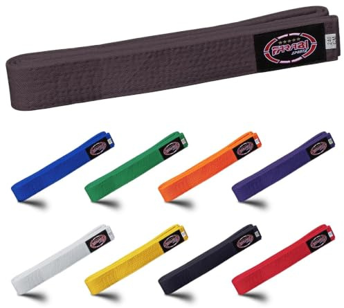 Farabi Sports Cinturón de Karate Múltiples Colores Cinturones de Karate Judo Karate BJJ Artes Marciales Cinturones de Taekwondo (240-cm, Brown)