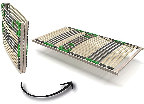 FixSTAR 7-Zonen Lattenrost 90x200 cm - Starr Klappbar Fertig montiert - 28 Birke Federleisten - Härtegradverstellung - Buche - Bettrost - Bis 140 kg - Für alle Matratzen - Vormontiert - Made in Europe