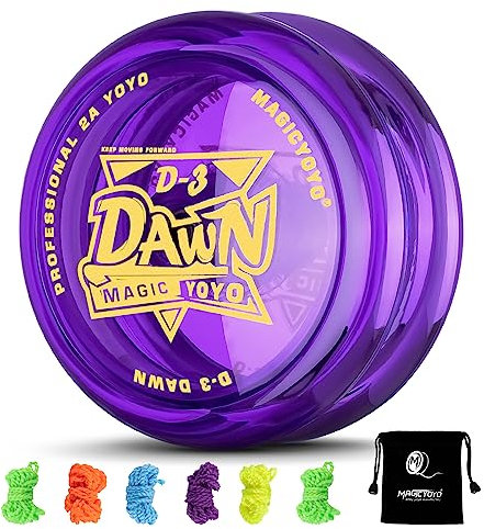 YOSTAR JoJo Yoyo pour enfants D3 Cristal Violet Trick JoJo Yoyo professionnel réactif pour enfants 2a Looping Jo Jo Jouet Yo-yo en plastique avec ralenti avec 6 ficelles, gant Yo-yo