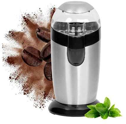 Avilia Trita Macina Caffè 120W con Lame in Acciaio Inox e Contenitore Igienico in Acciaio Inossidabile