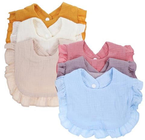 IWOWHERO 6stücke Babylätzchen Aus Baumwolle Für Mädchen Leicht Und Bequem Zum Schutz Der Kleidung Beim Essen Und Spielen Wasserdichtes Design Für Junge Mädchen Und Kleinkinder Ab Monaten St