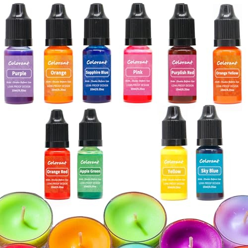 Toce per candele 10 Colori 10 ml/bottiglia VIVID Candela colorante, colorante a candela, coloranti a candela di sapone a base di olio per la produzione di candele