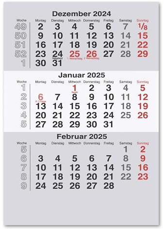 Truento Ersatzkalendarium - einzelne Blätter - für 2 Jahre (2025 & 2026) - passend für 3-Monats-Tischkalender Mini & VELA - Stehkalender - Aufstellkalender - Bürokalender