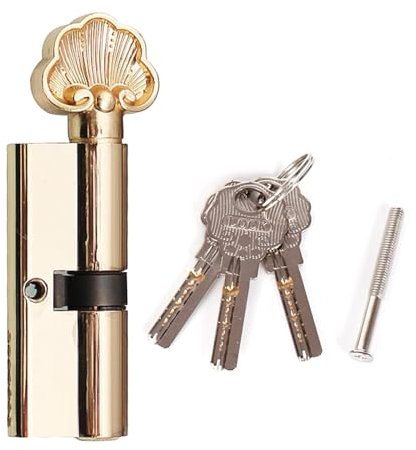 Cylindre de serrure 35/35 avec bouton, cuivre pur, clé, 3 vis de fixation, 1 quincaillerie de porte intérieure, anti-crochetage, haute sécurité