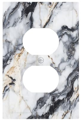 Gnauhuott Outlet Covers Black Gold Marble Abstract Modern Luxury 1 Gang Duplex Light Switch Cover Plate Decorative Switch Plate Covers Electrical Socket Cover for Bedroom Home Decor