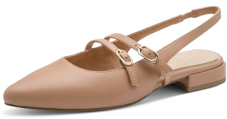 MARCO TOZZI Ballerines Femme Semelle intérieure Feel Me Souple Doublure Douce Vegan Pointu, Beige (Cappuccino), 37 EU